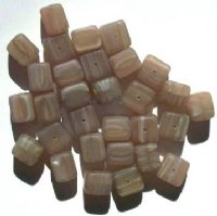 30 9x10mm Matte Dark Olive & White Marble Cube Beads